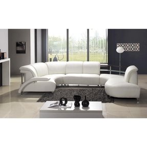 White Leather Chaise - Foter