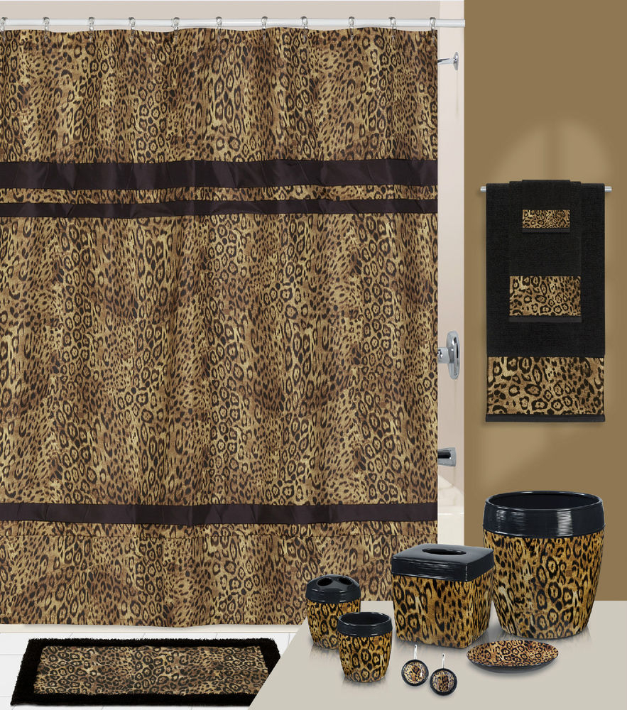 Zsa zsa leopard print shower curtain and hook set