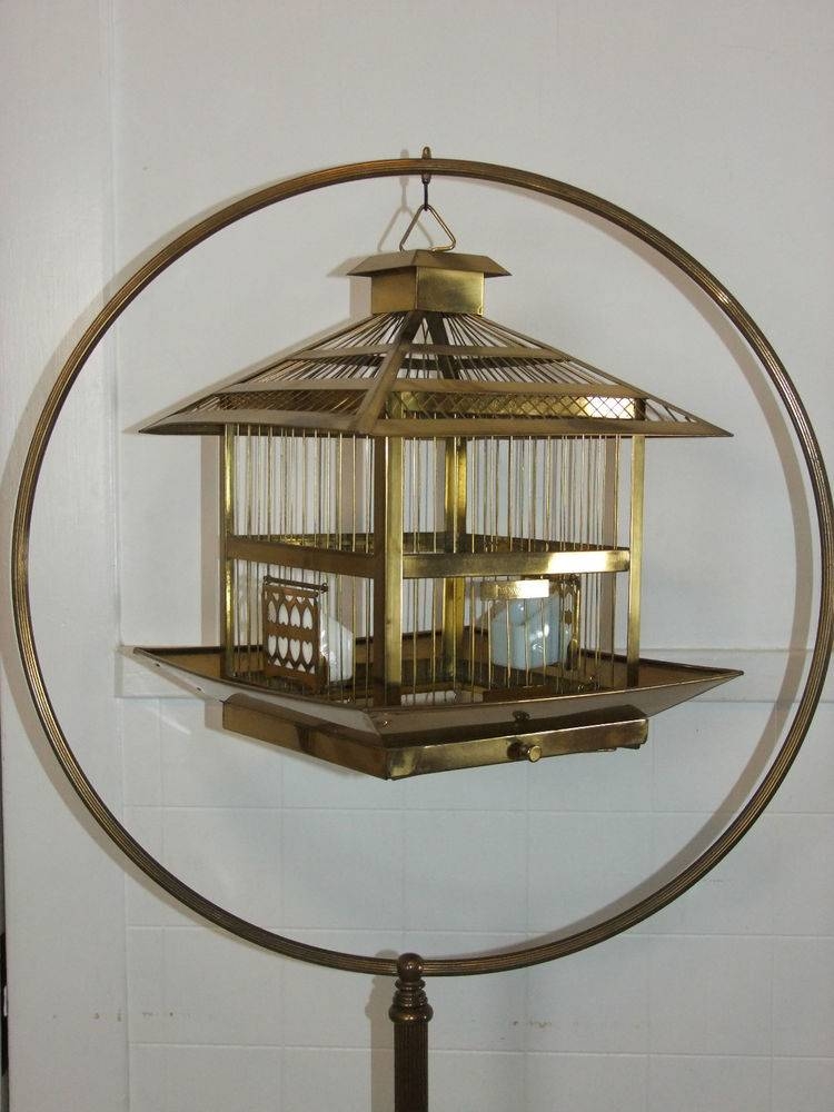 Antique hendryx brass bird cage 65 hoop stand arts crafts