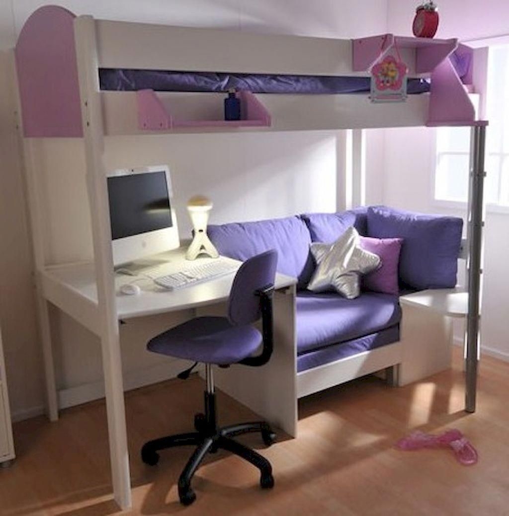 Purple bunk deals bed with desk