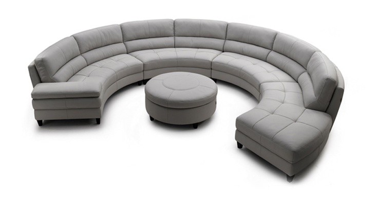 Genuine italian leather curved shape sectional sofa