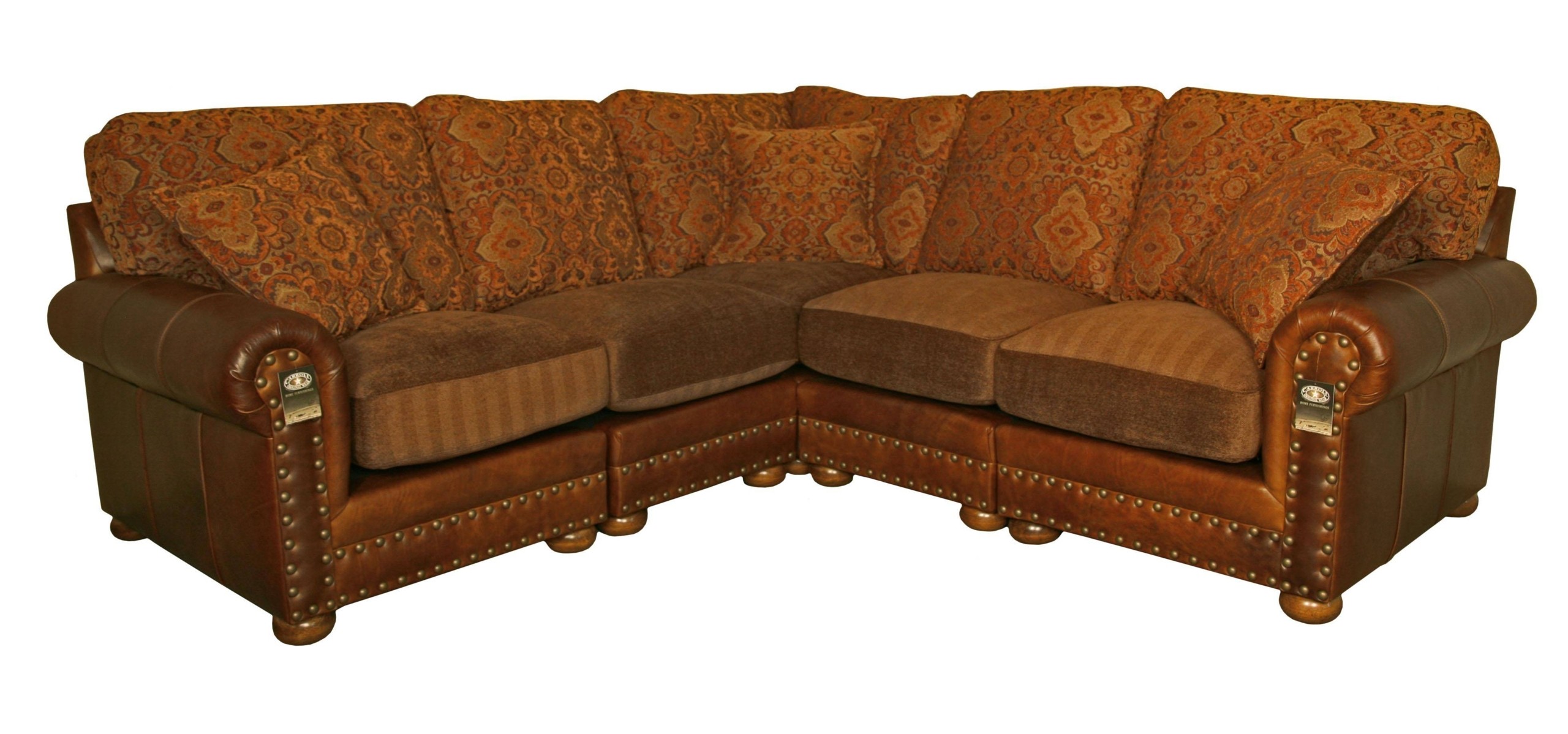 Hinsdale sectional sofa weston pecan leather and fabric combo