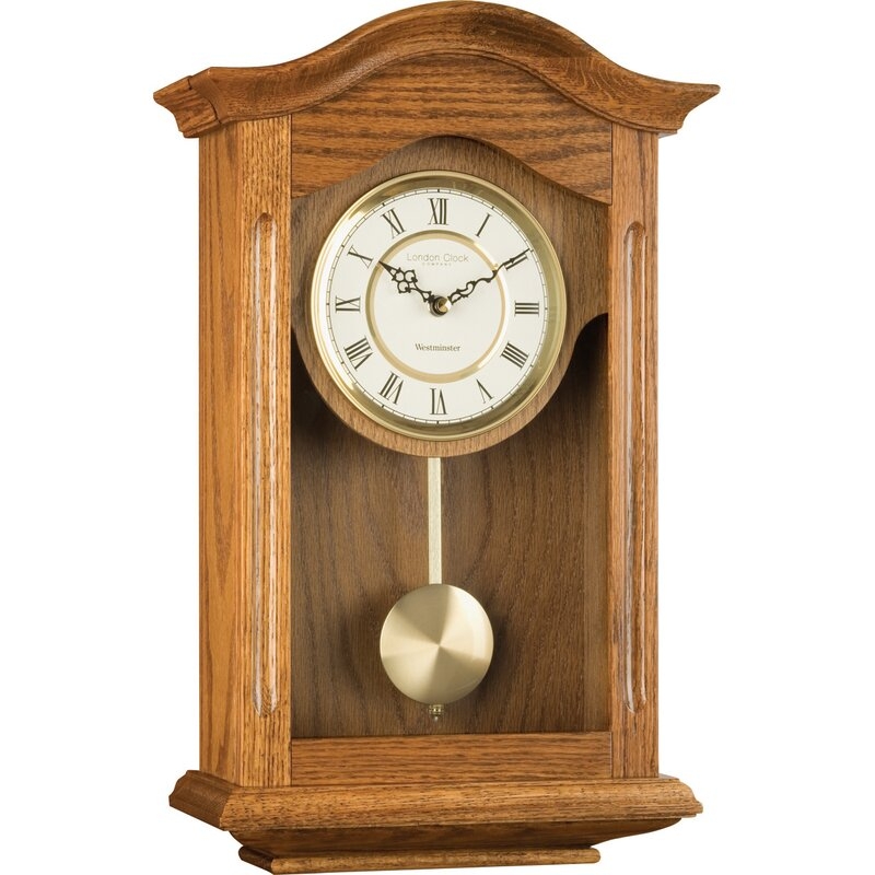 Light oak pendulum chiming wall clock by london clock company