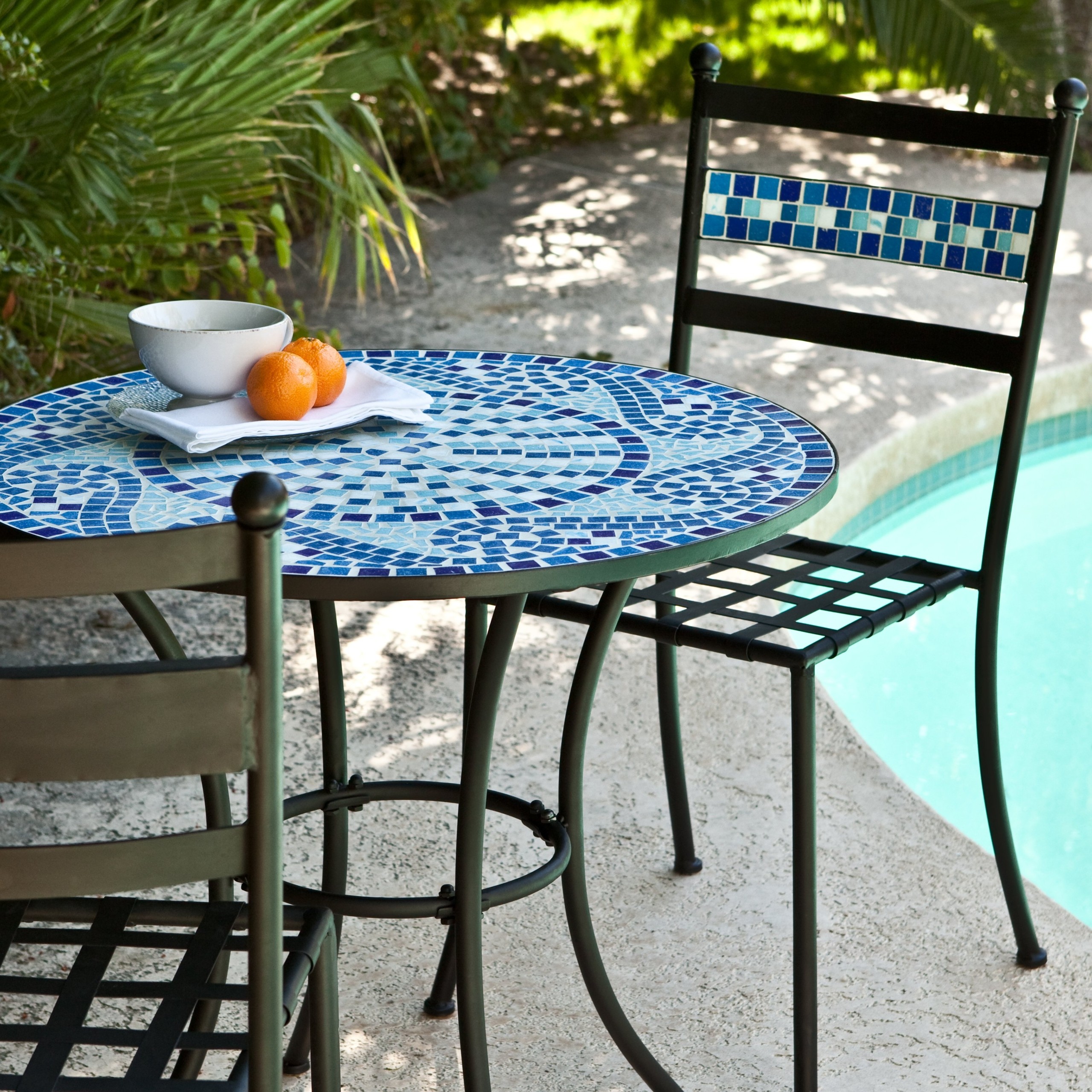 blue mosaic table and chairs