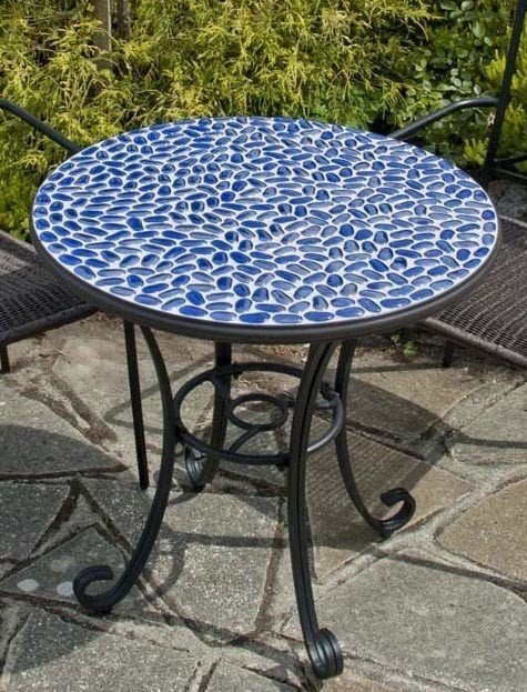 blue mosaic table and chairs