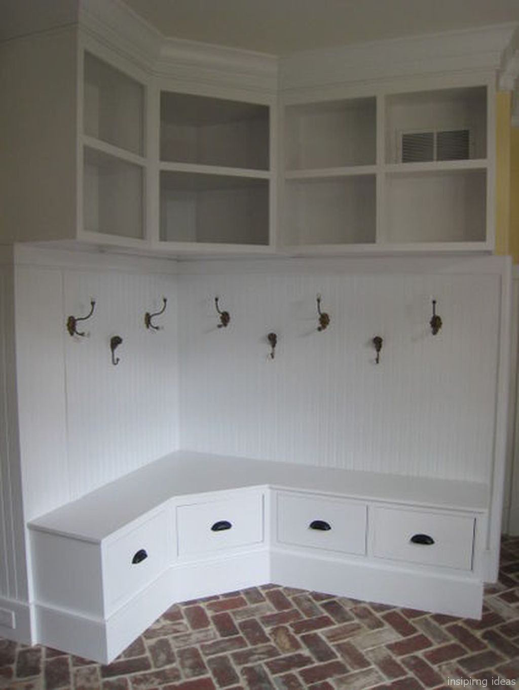 Corner discount mudroom bench