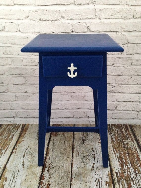 Nautical beach end table refinished