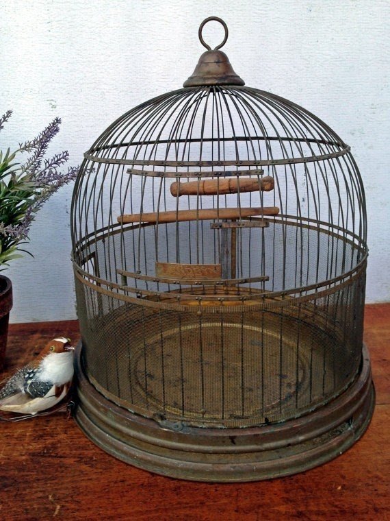 Old hendryx bird cage 1920s brass by greatoldcountryfinds 62 00