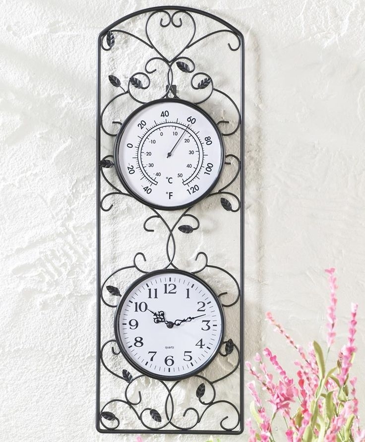 Outdoor decorative thermometers and clocks outdoor hanging clock and thermometer