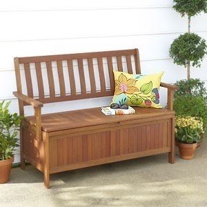 Outdoor wooden storage bench