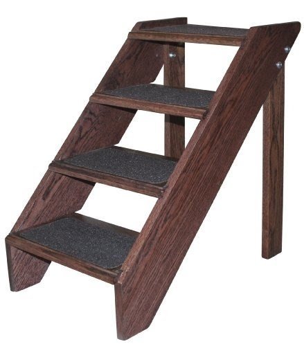 Premier Pet Steps Tall Open Riser Steps, Solid Oak Tread with Non Slip Surface in a Rich Cherry Stain, 24-Inch
