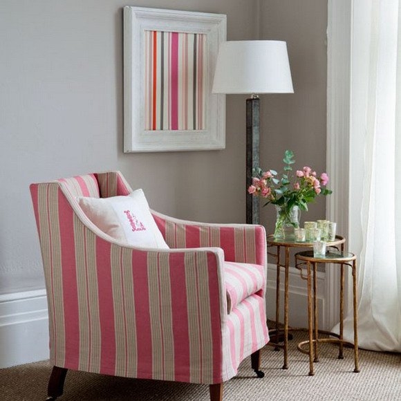 Striped fabric armchairs