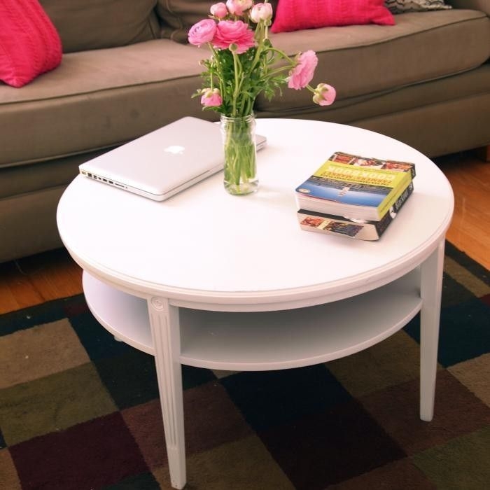 White gloss coffee table round