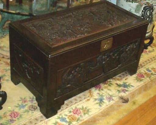 103c carved chinese teak trunk chest