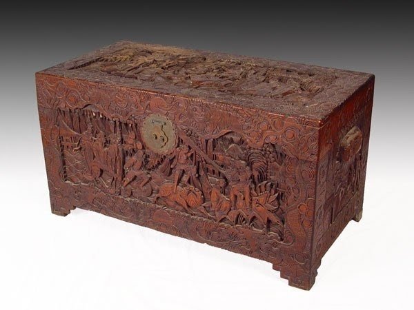 104 chinese carved trunk chest