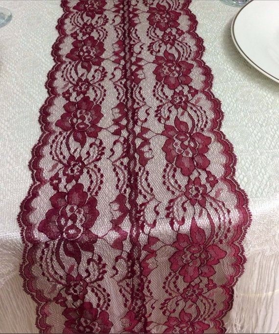 5ft burgundywine lace table runner