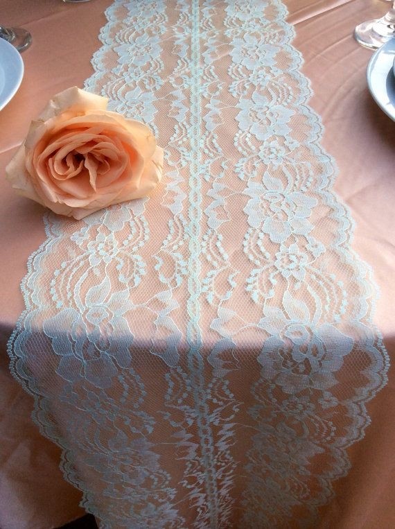 5ft mint lace table runner 8in wide x