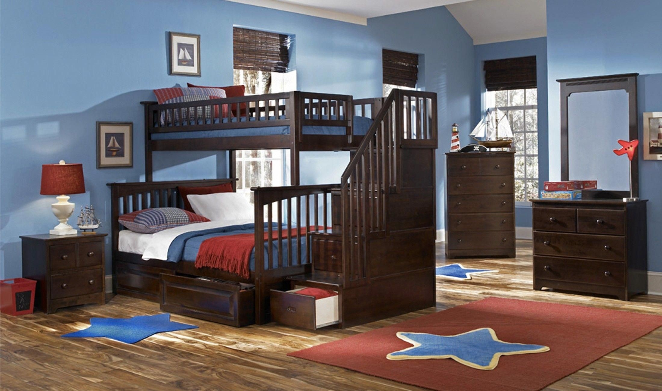 double bed with bunk bed on top