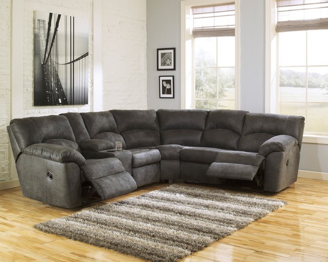 Design by ashley tambo pewter left and right reclining sectional