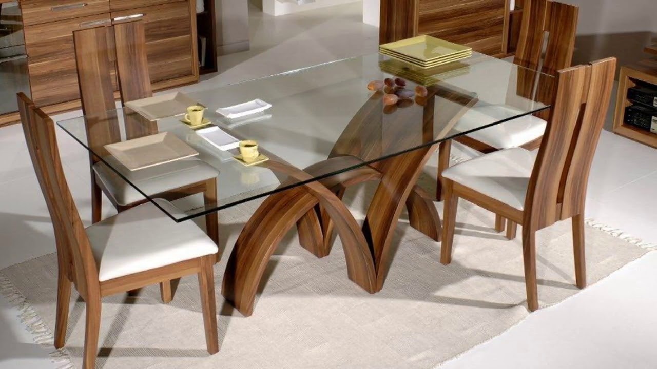 glass dining table with wooden frame