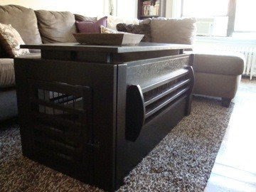 coffee table with dog crate