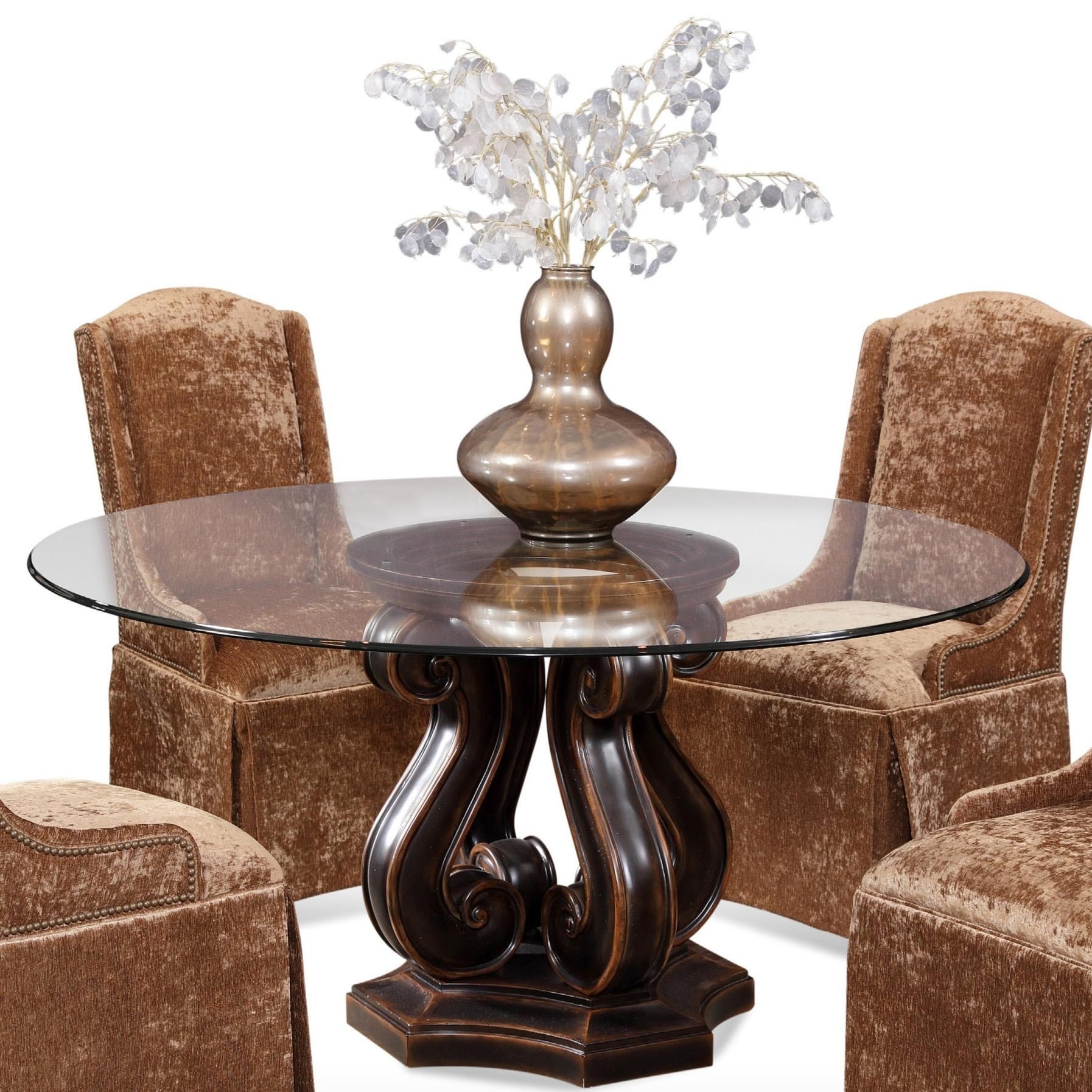 Round Glass Dining Table With Wood Base - Ideas on Foter