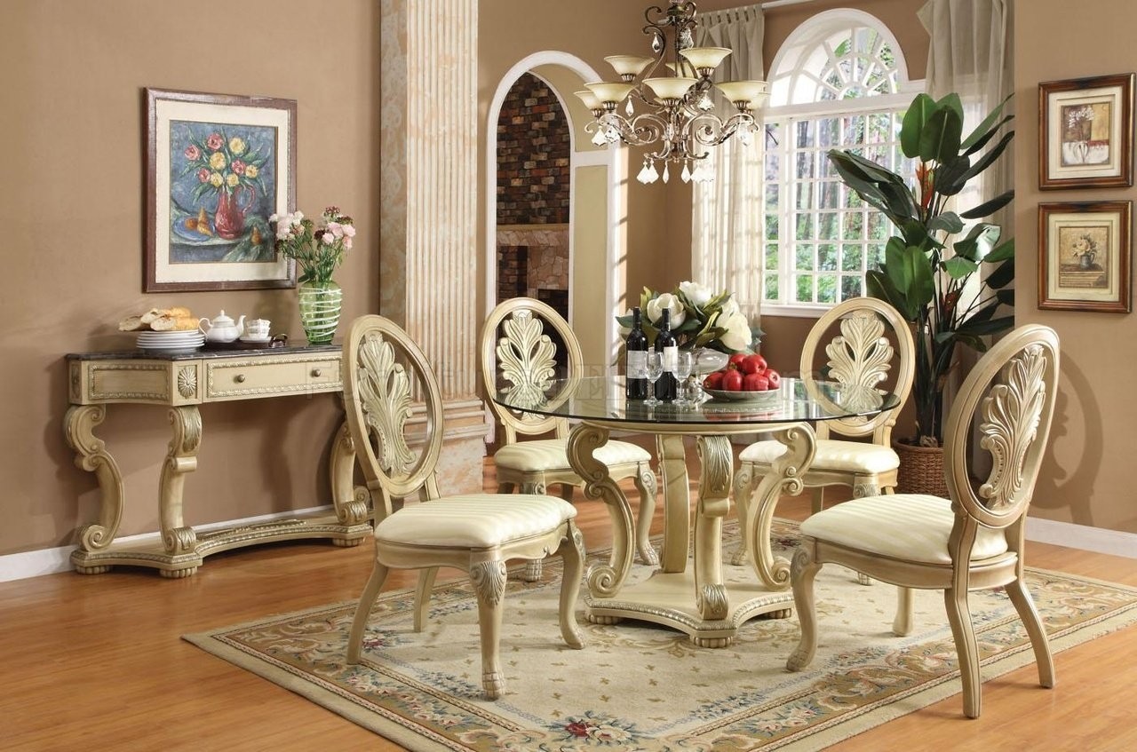 round glass top dining room sets