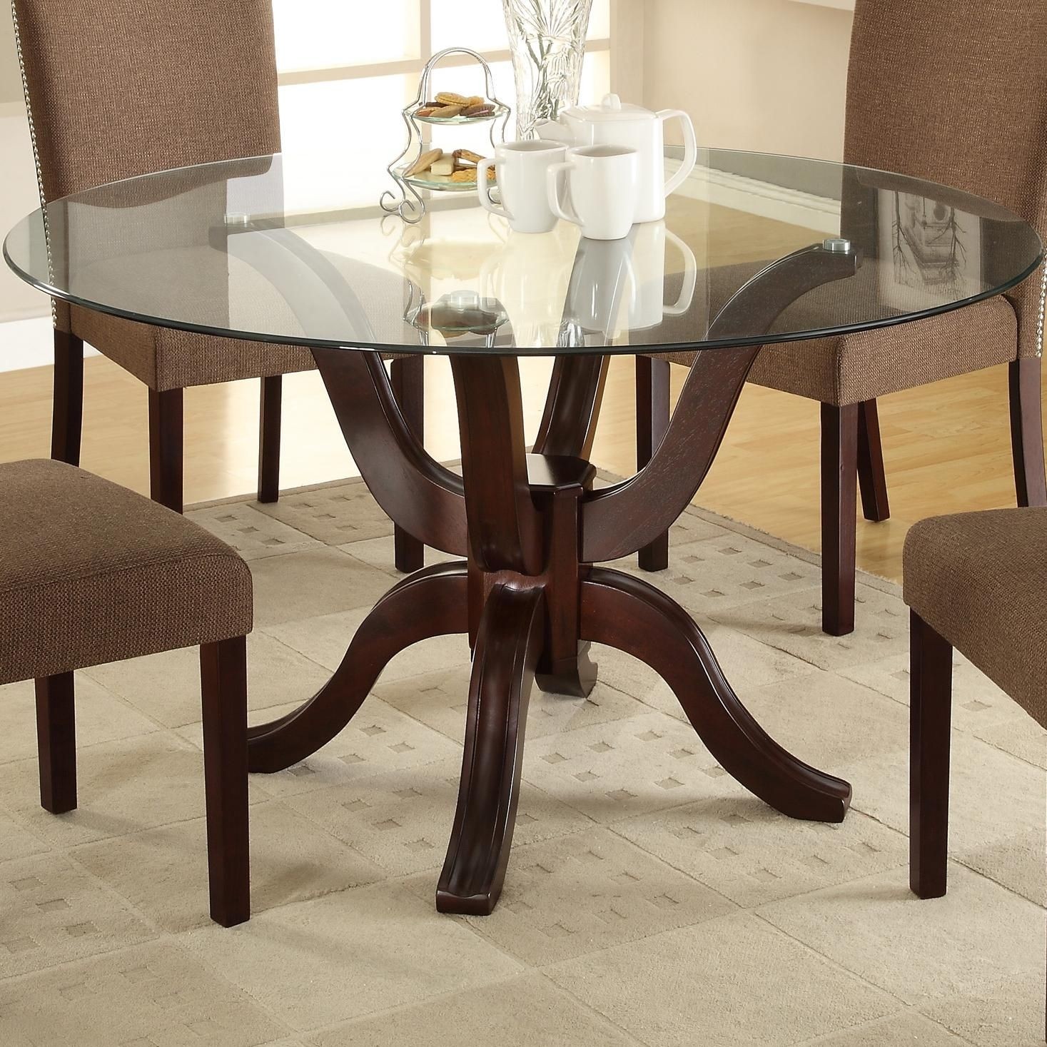 Round Glass Top Dining Table Wood Base Ideas On Foter