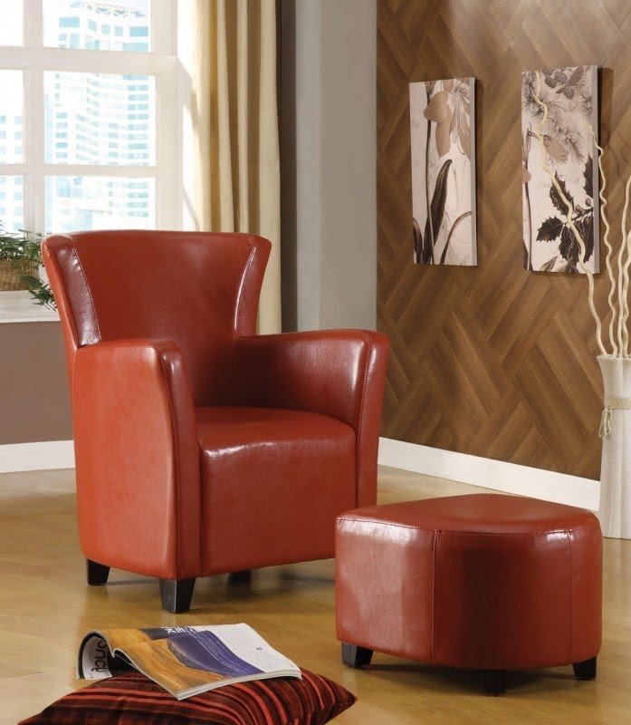 Red leather chair discount and a half