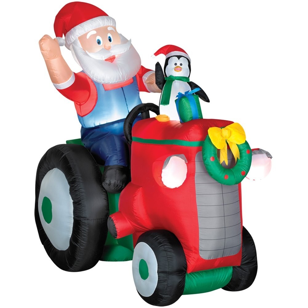 New gemmy airblown santa on a tractor animated christmas inflatable