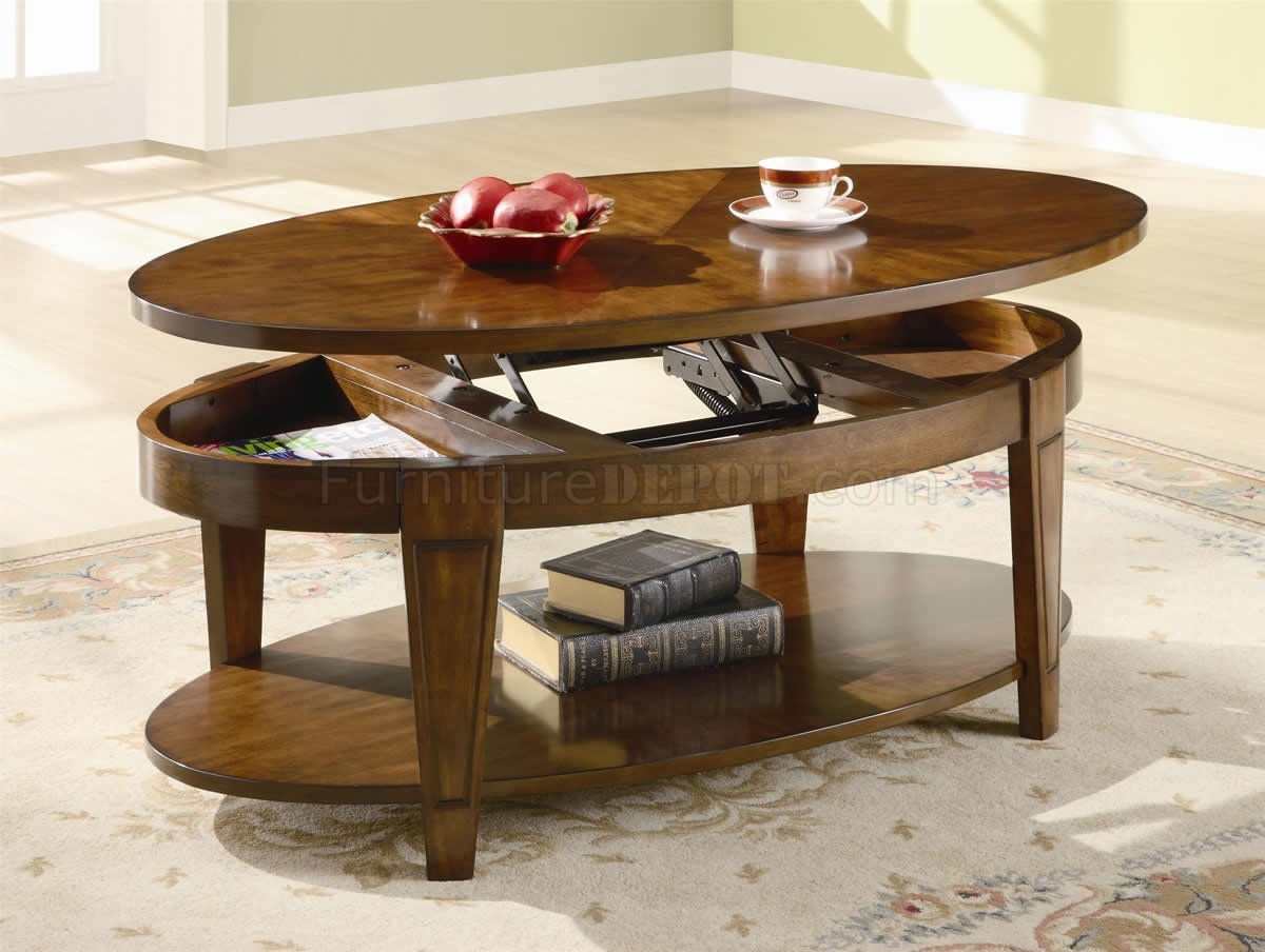 Oval coffee table with storage 11