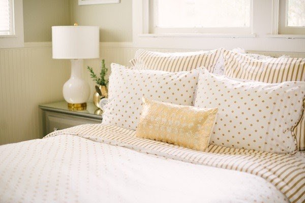 white and gold polka dot bedding target