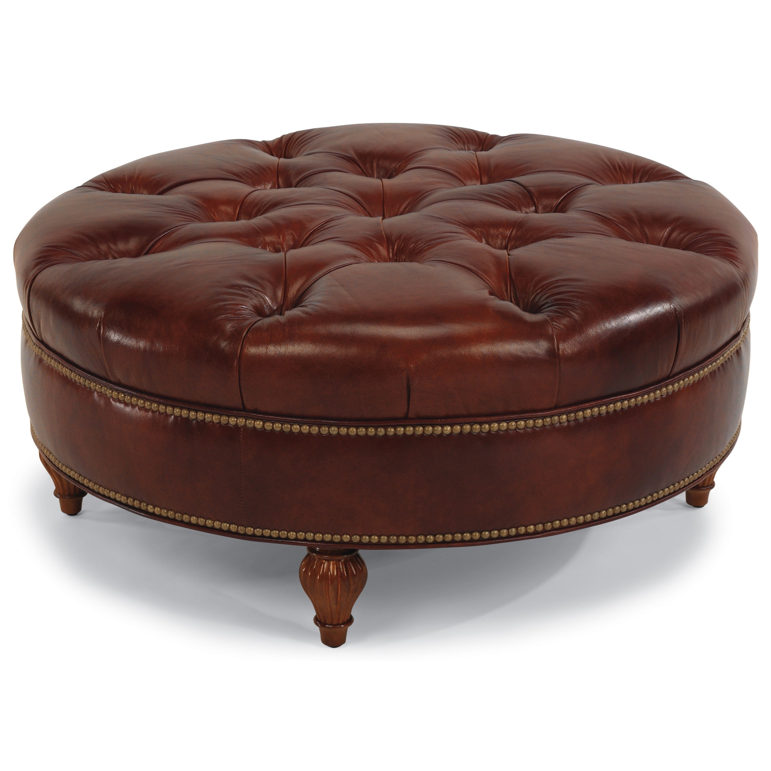 Round leather ottomans 1