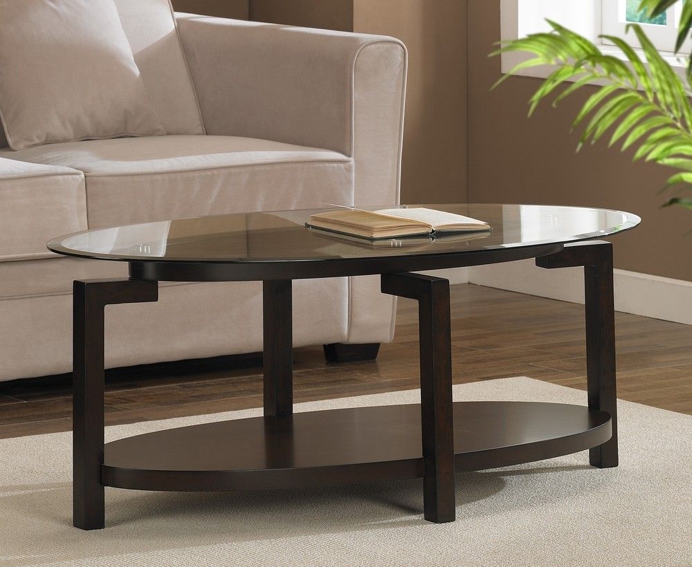 Tanner espresso coffee table with shelf