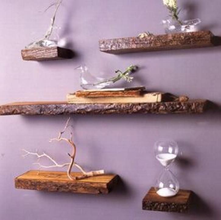 raw wood shelves