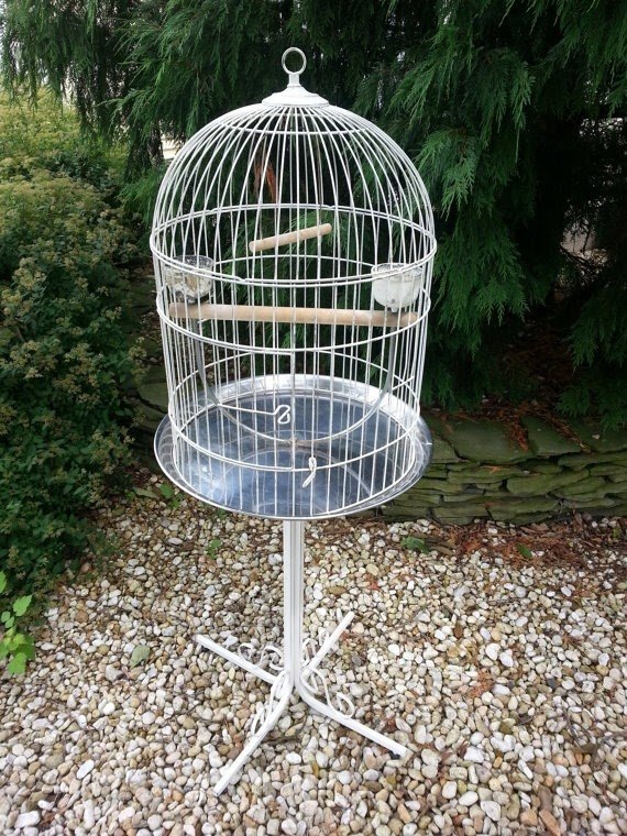 Vintage bird cage on stand extra large