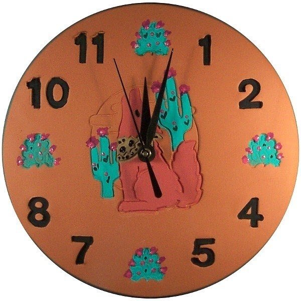 Wall clock cactus coyote design