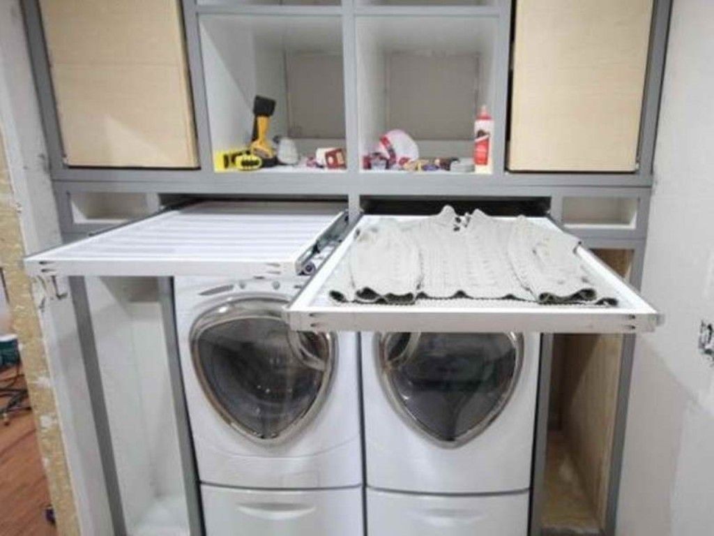 Drop down drying discount rack for laundry room