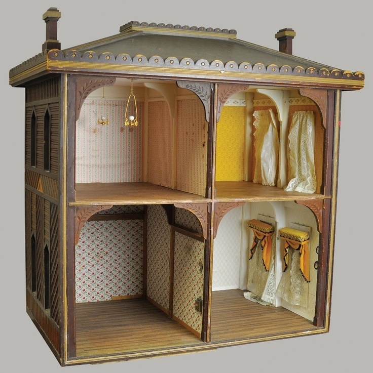 Antique open front large gothic doll house