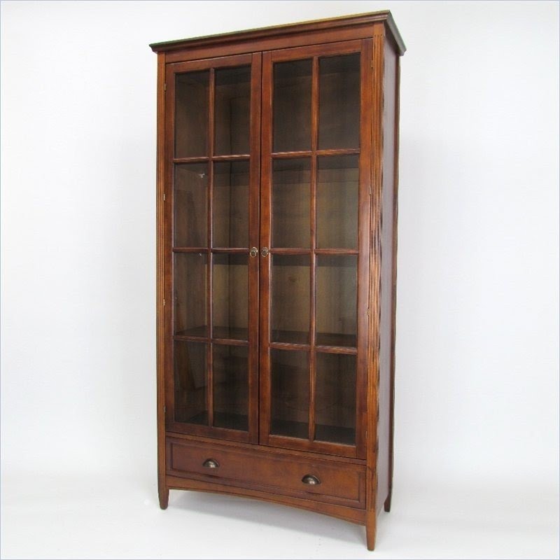 Barrister bookcase with glass door in brown by wayborn