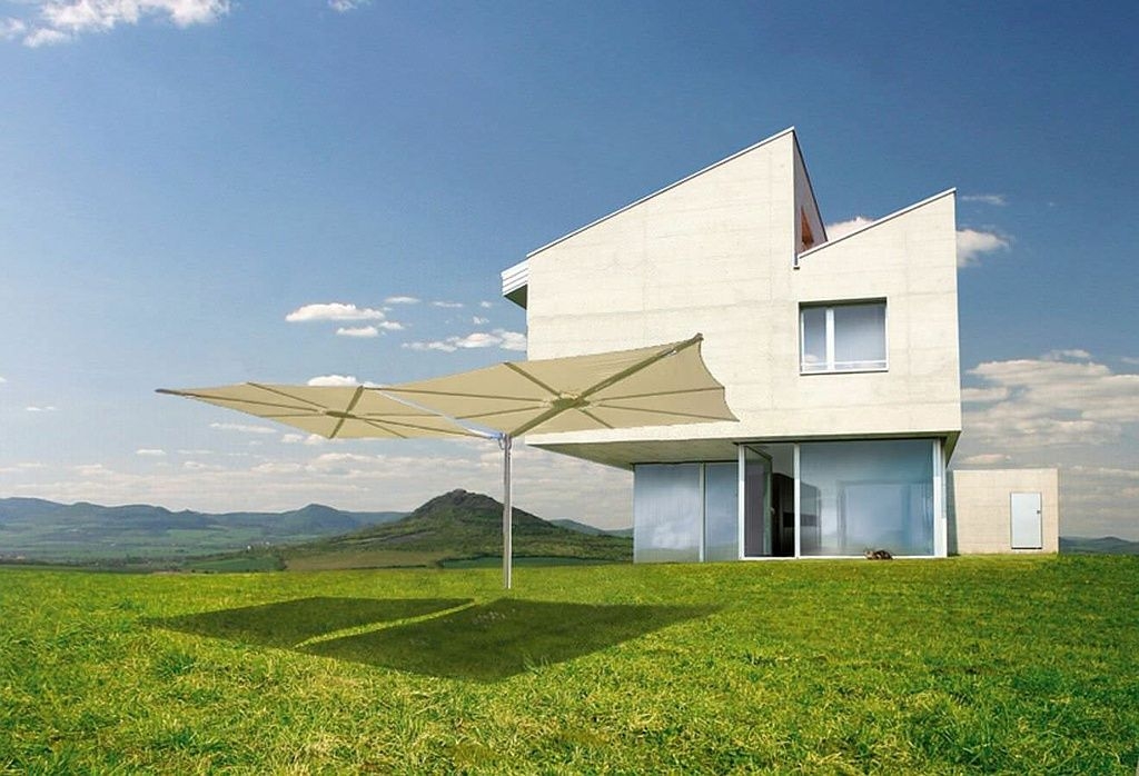 Double patio umbrella wind resistant fabric aluminium spectra by
