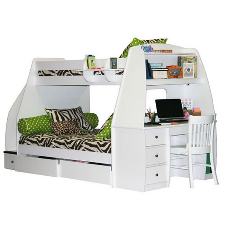 twin over twin bunk bed with desk