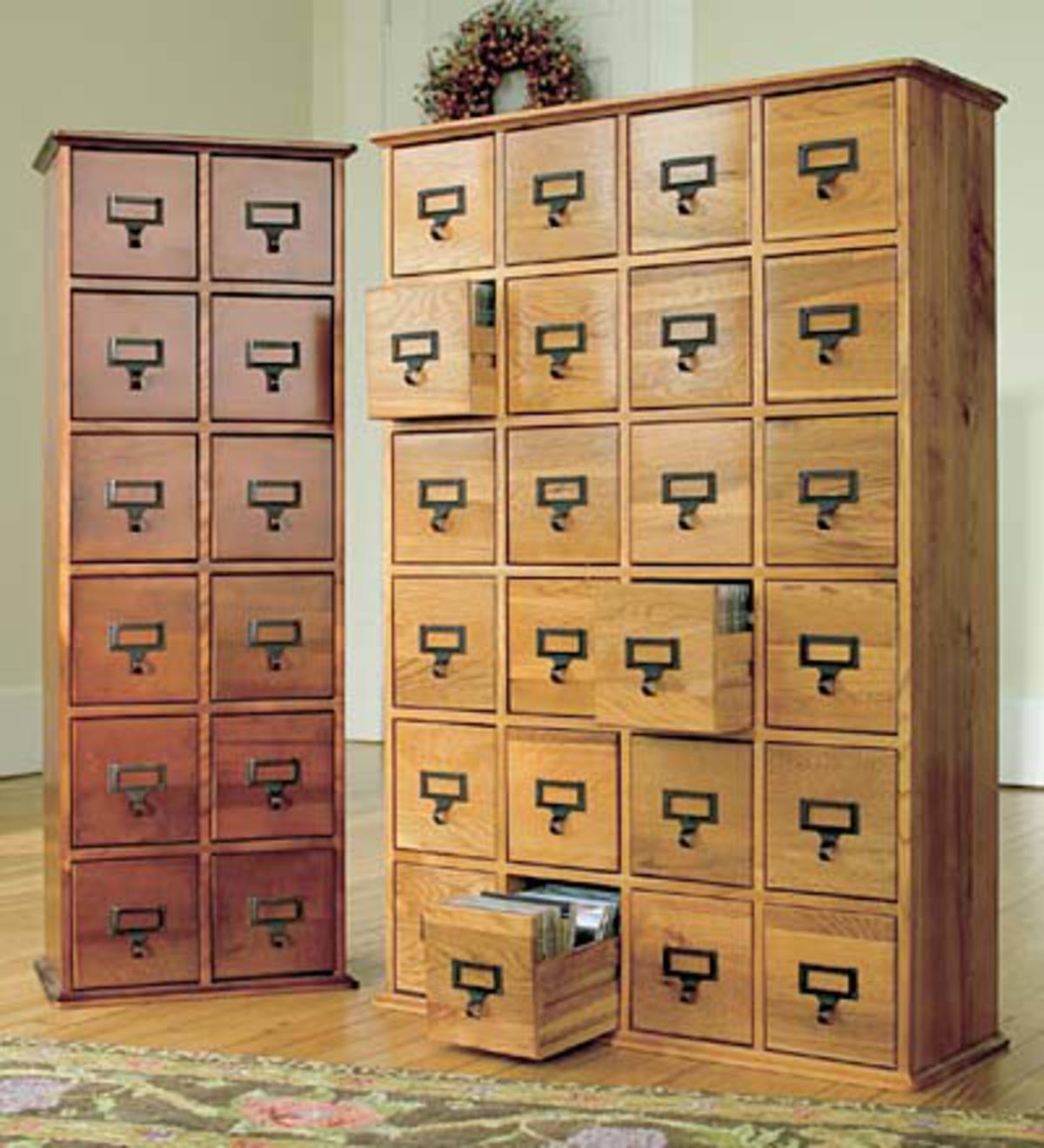 Home retro style wooden multimedia library file cabinets