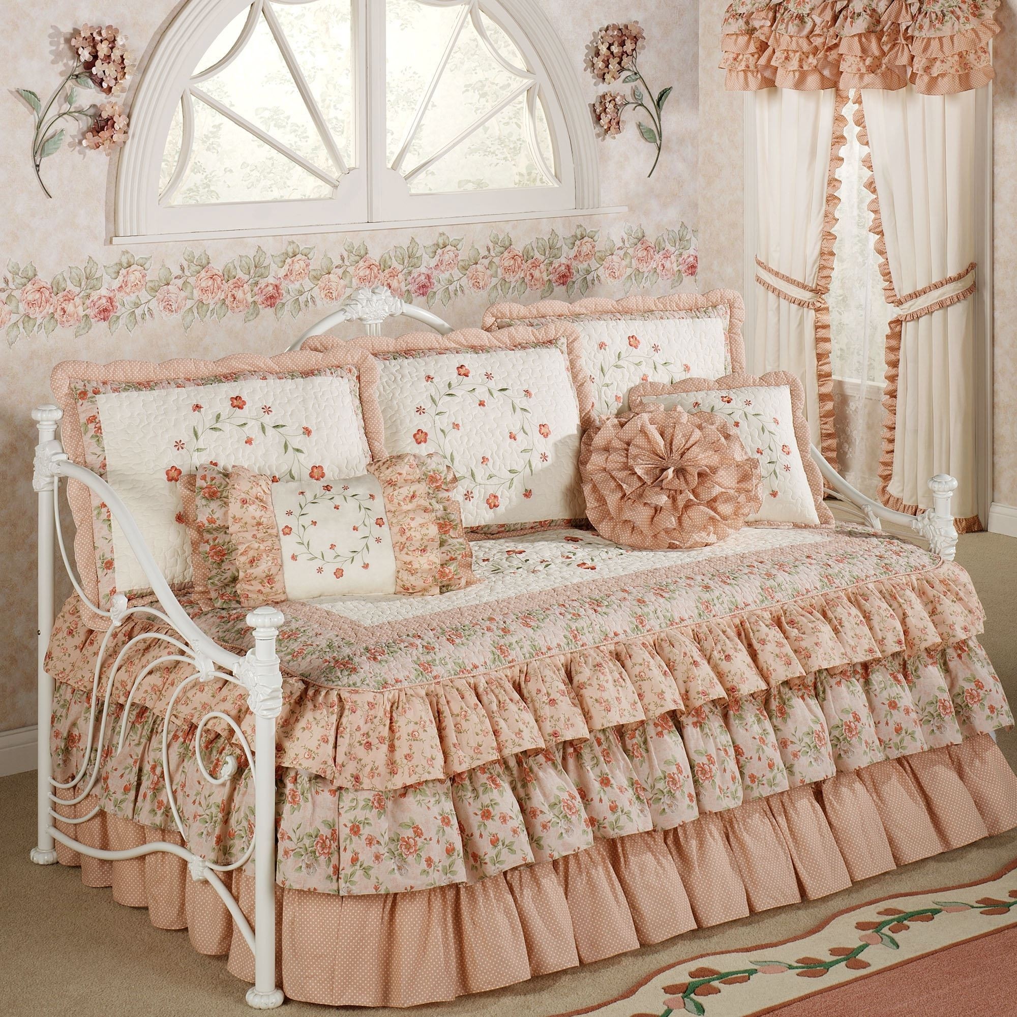 Melody ruffled daybed set coral daybed