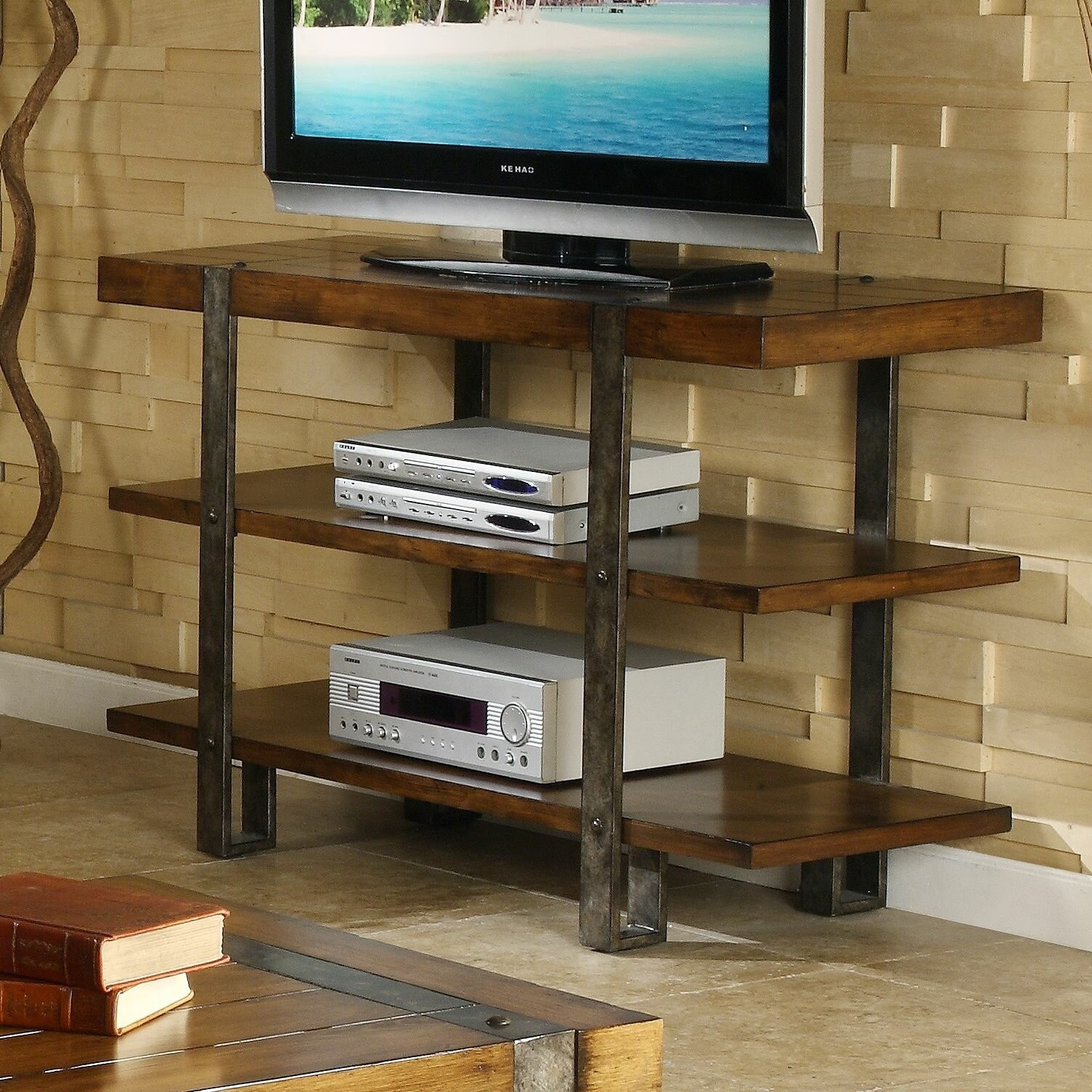 Steel and deals wood tv stand