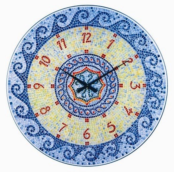 Murano glass blue mosaic murano glass wall clock jpg