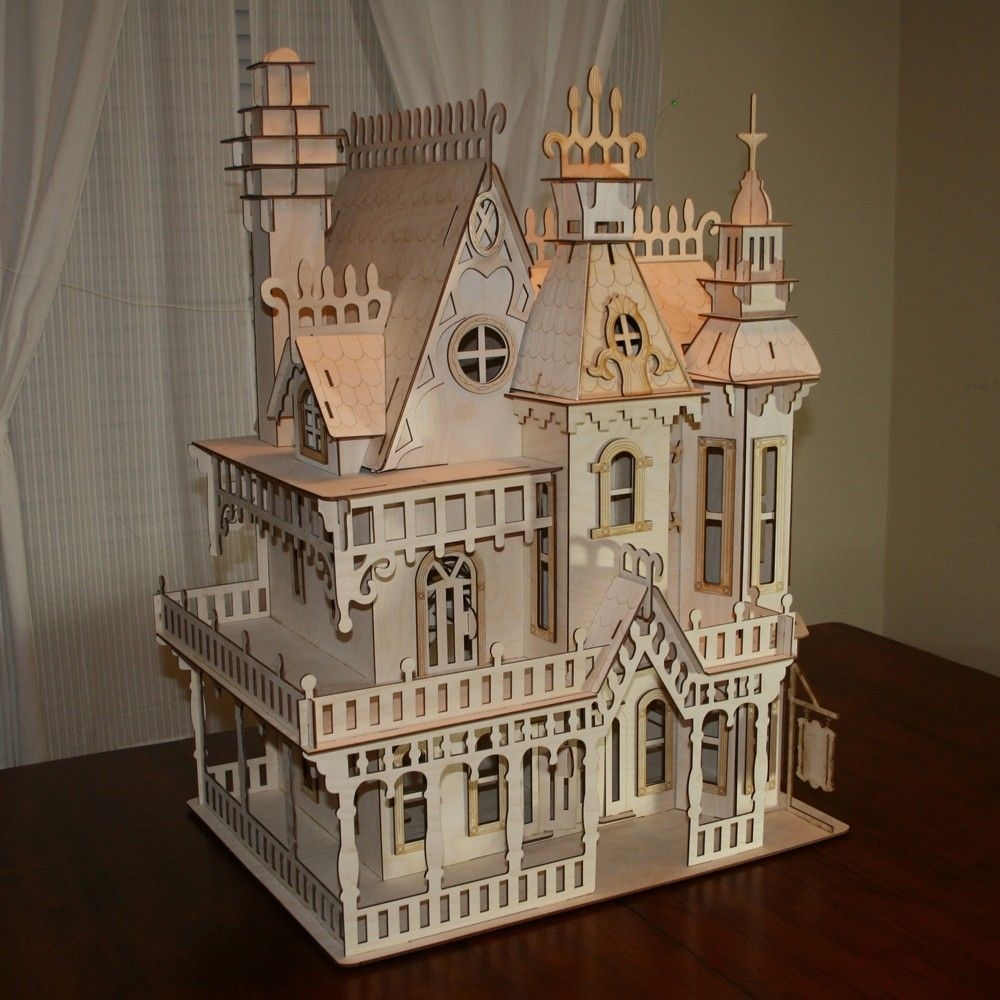 Old fashioned wooden doll house