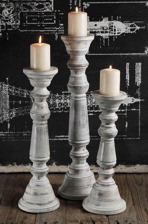 3 tier ironwork pillar candle holder white 
