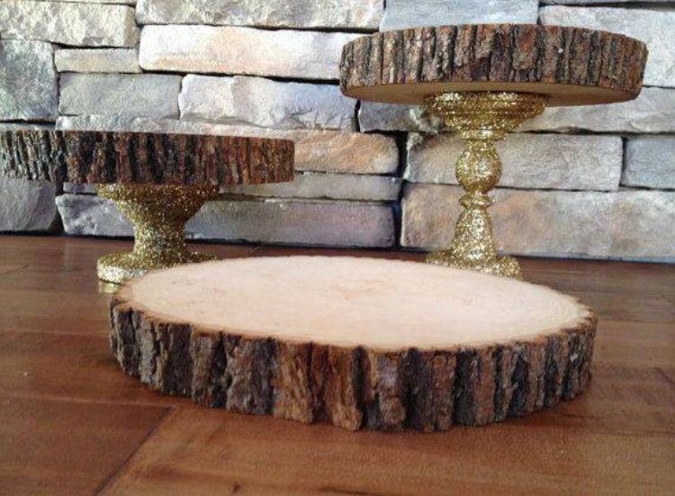Rustic chic wedding cake stand gold