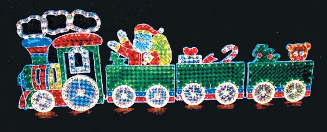 Santa and Frosty's Holiday Express Train - 8.5Ft Lighted Holographic Motion Train with 600 Lights